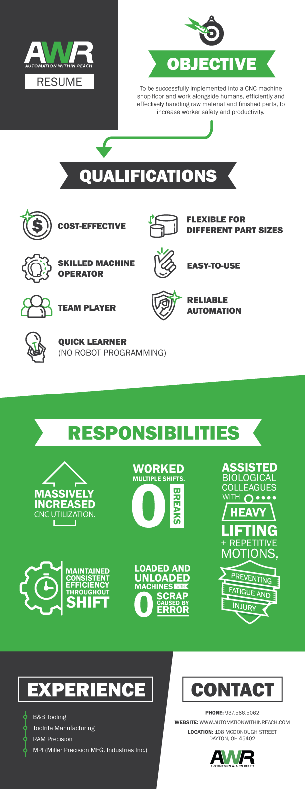 machine tending operator resume infographic
