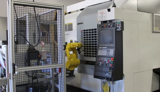 AWR success story, Glacier Tool & Die's robotic cell with CNC machine