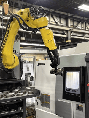 Job shop environment with AWR Flex Series DC and CNC machine Job shop environment with AWR Flex Series DC and CNC machine