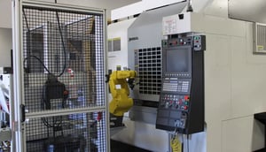 AWR success story, Glacier Tool & Die's robotic cell with CNC machine